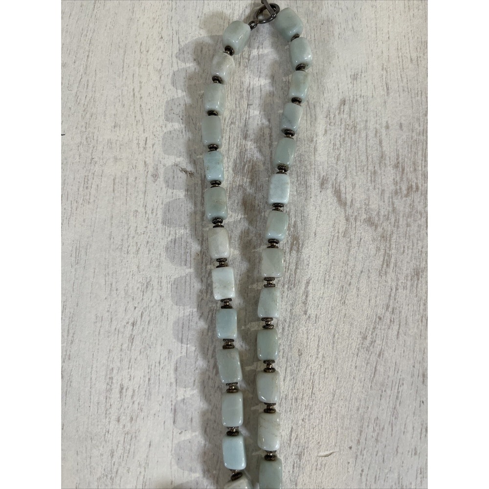 Resin Beige Rose Light Blue Beaded‎ Statement Piece Boho Necklace Adult - Picture 2 of 5